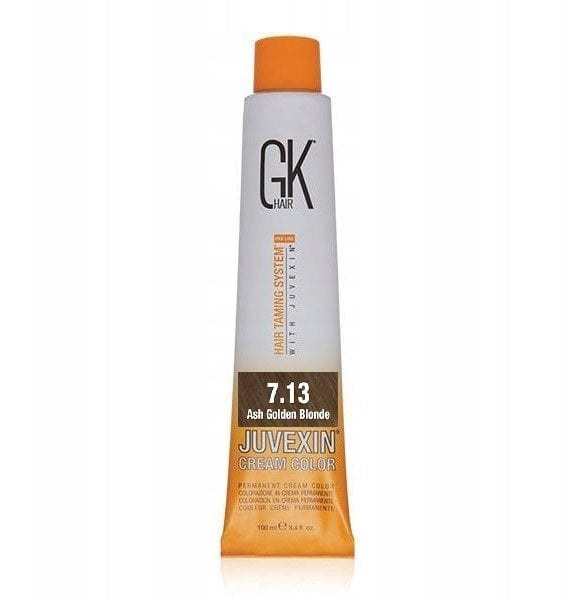 GK HAIR (Global Keratin) Global Keratin, Cream Colour, Permanent Hair Dye, 7.13 Ash Golden Blonde, 100 ml For Women