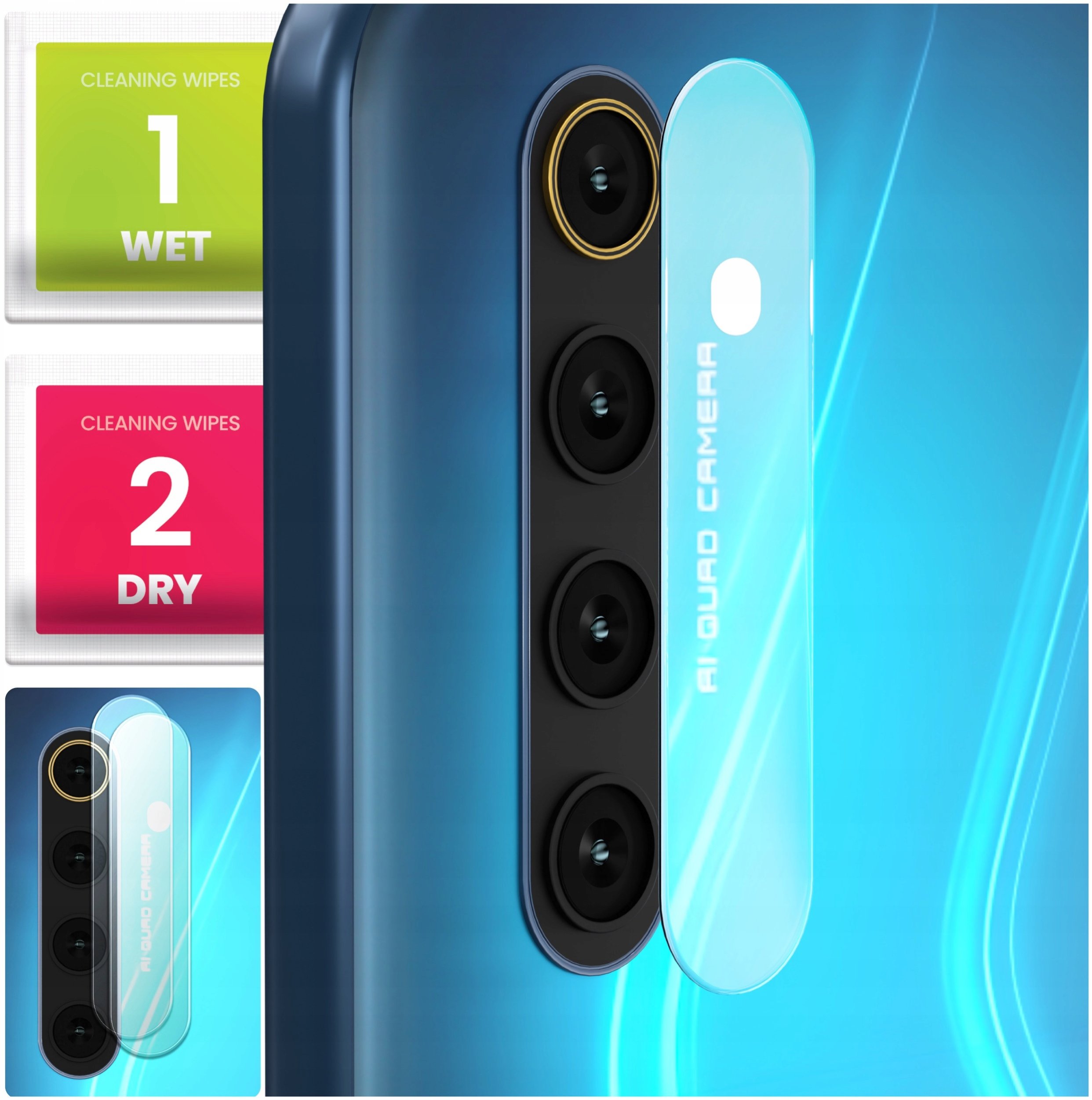 2-PAK Szkło Na Aparat Do Realme 6 Pro (Hartowane, Ochronne, Na Obiektyw)