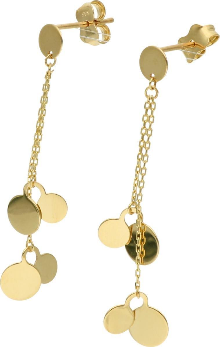 Rosanto Złote kolczyki z wiszącymi monetami na sztyft 585 14k