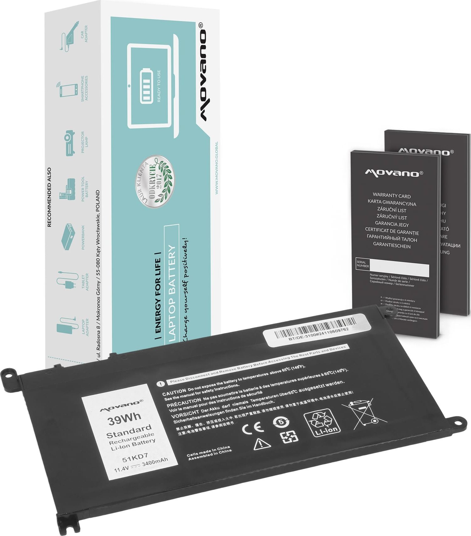 Bateria Movano do Dell Chromebook 11 (3180), 3100