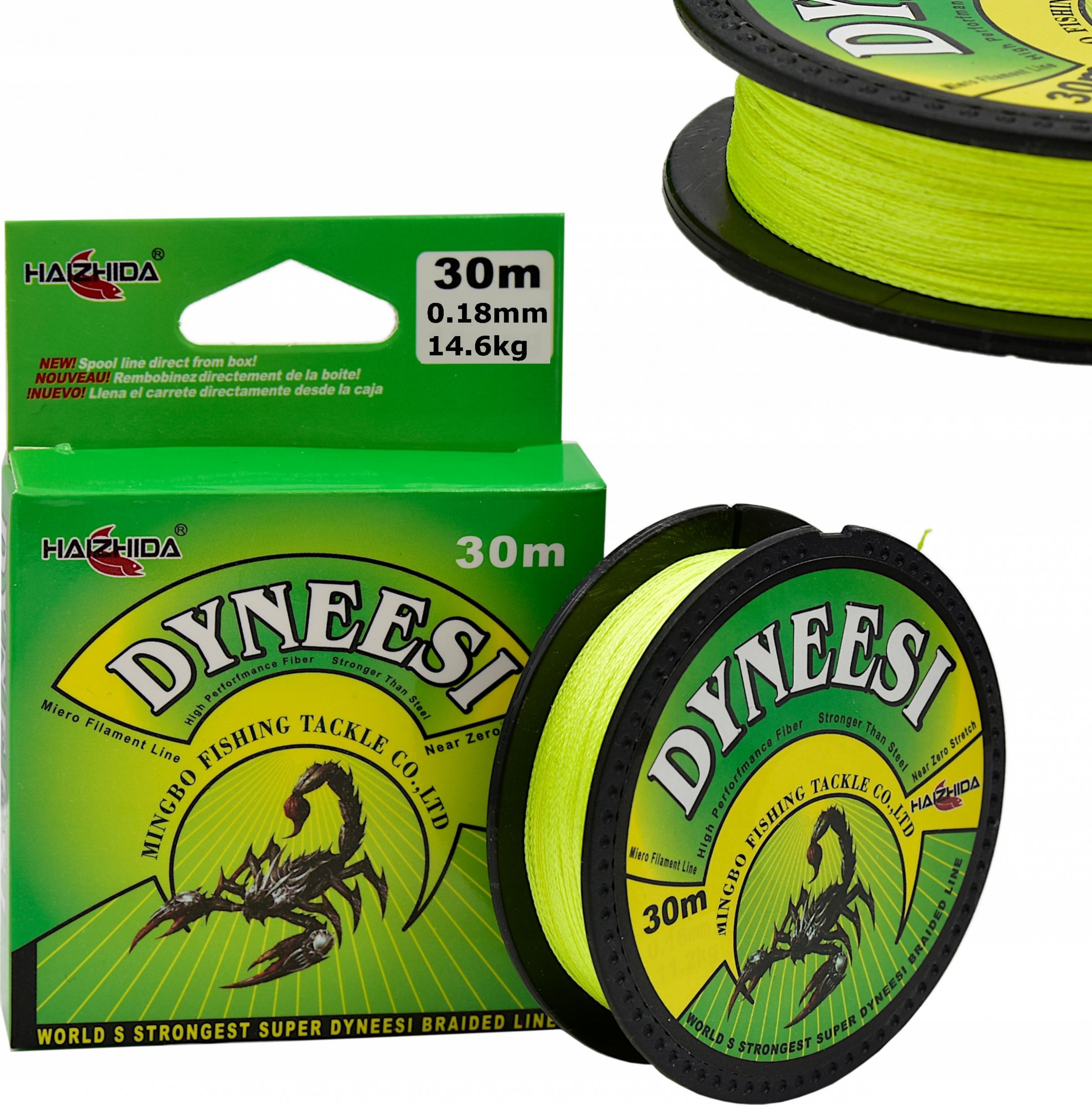 Haizhida Dyneesi Plecionka na Przypon 0,18 mm ŻÓŁTA 30 m