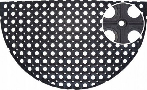 Euromat Wycieraczka gumowa zewnętrzna półokrągła czarna 75 x 45cm