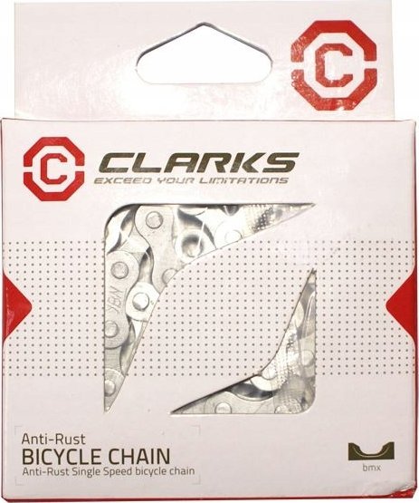 Clarks Łańcuch rowerowy CLARKS C410AR, 1-rzędowy Single Speed, 112 ogniw, 1/2"x1/8", Spinka, Antykorozyjny, Srebrny