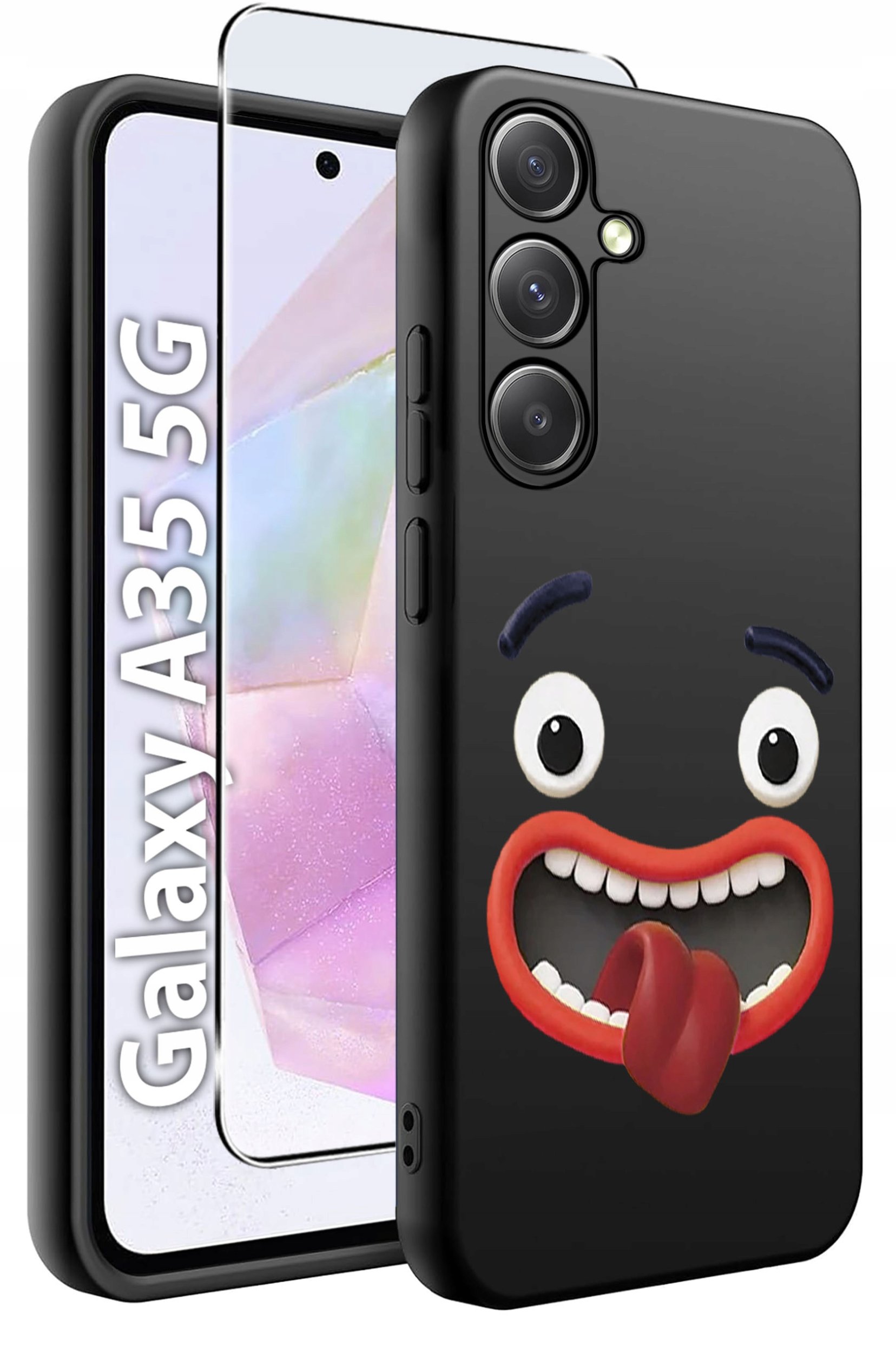 ETUI do Samsung A35 5G WZORY | SILIKONOWE MATT CASE + SZKŁO HARTOWANE 9H