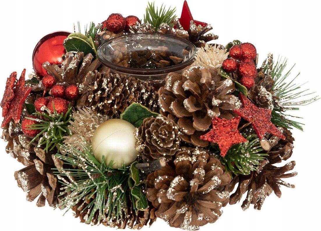 Atmosphera Świecznik z szyszek i bombek, 19 cm