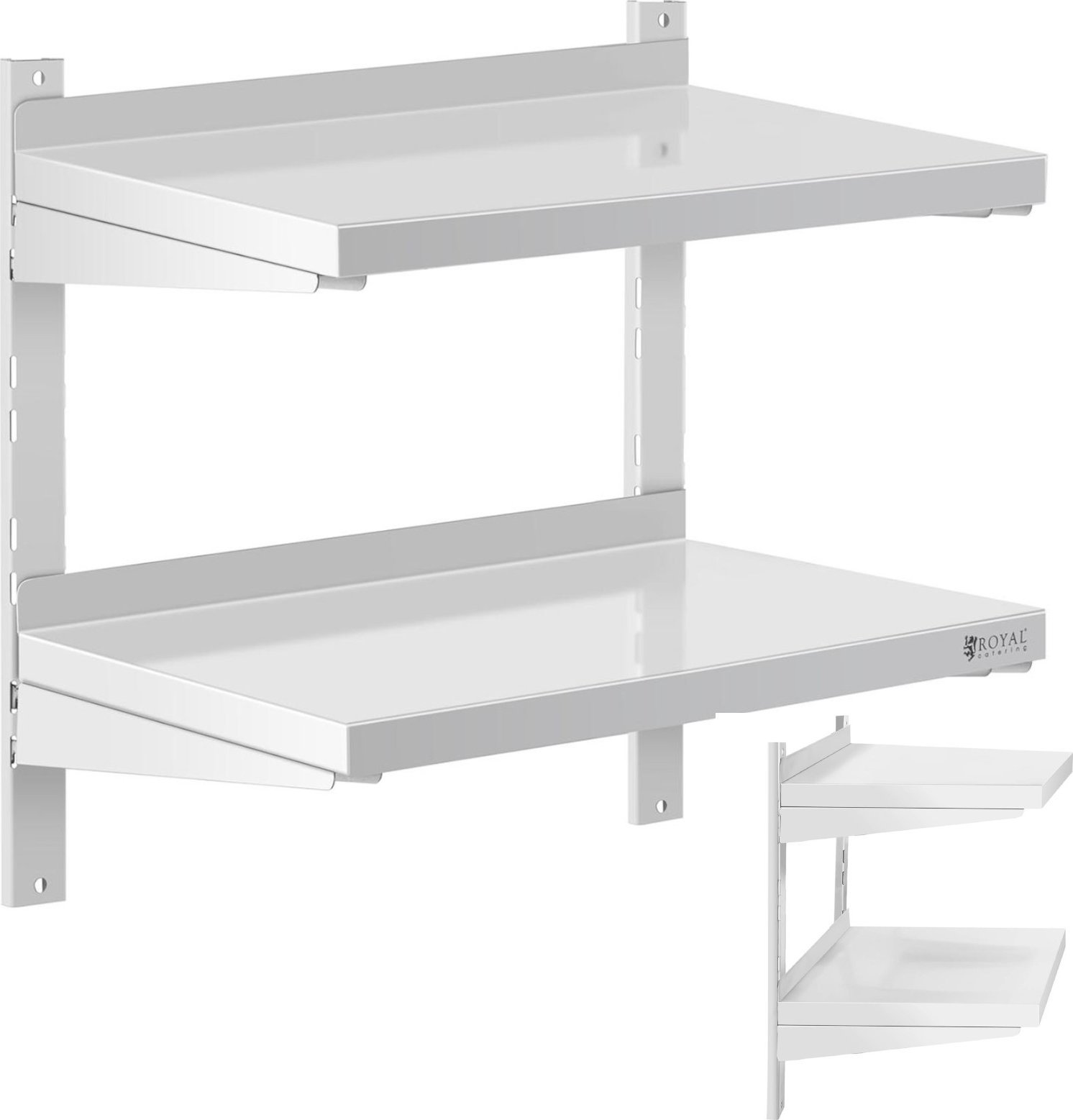 Royal Catering Półka ścienna wisząca gastronomiczna podwójna z regulacją STAL 60 x 40 cm Półka ścienna wisząca gastronomiczna podwójna z regulacją STA