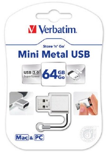 Pendrive Verbatim USB 64GB 25/80 MINI METAL USB 3.0 srebrny