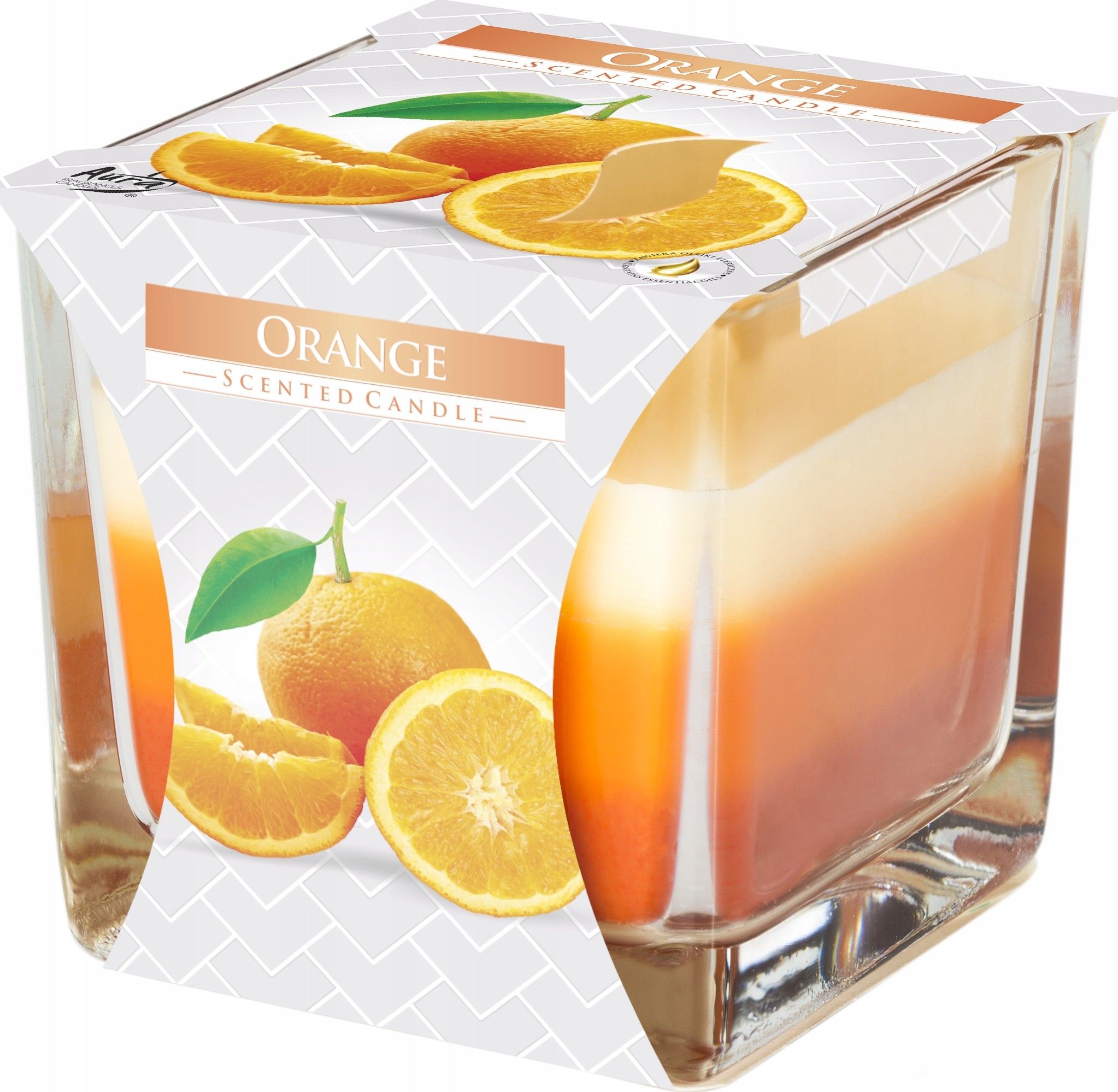 Bispol Świeca zapachowa w szkle trójkolorowa BISPOL 32H POMARAŃCZA