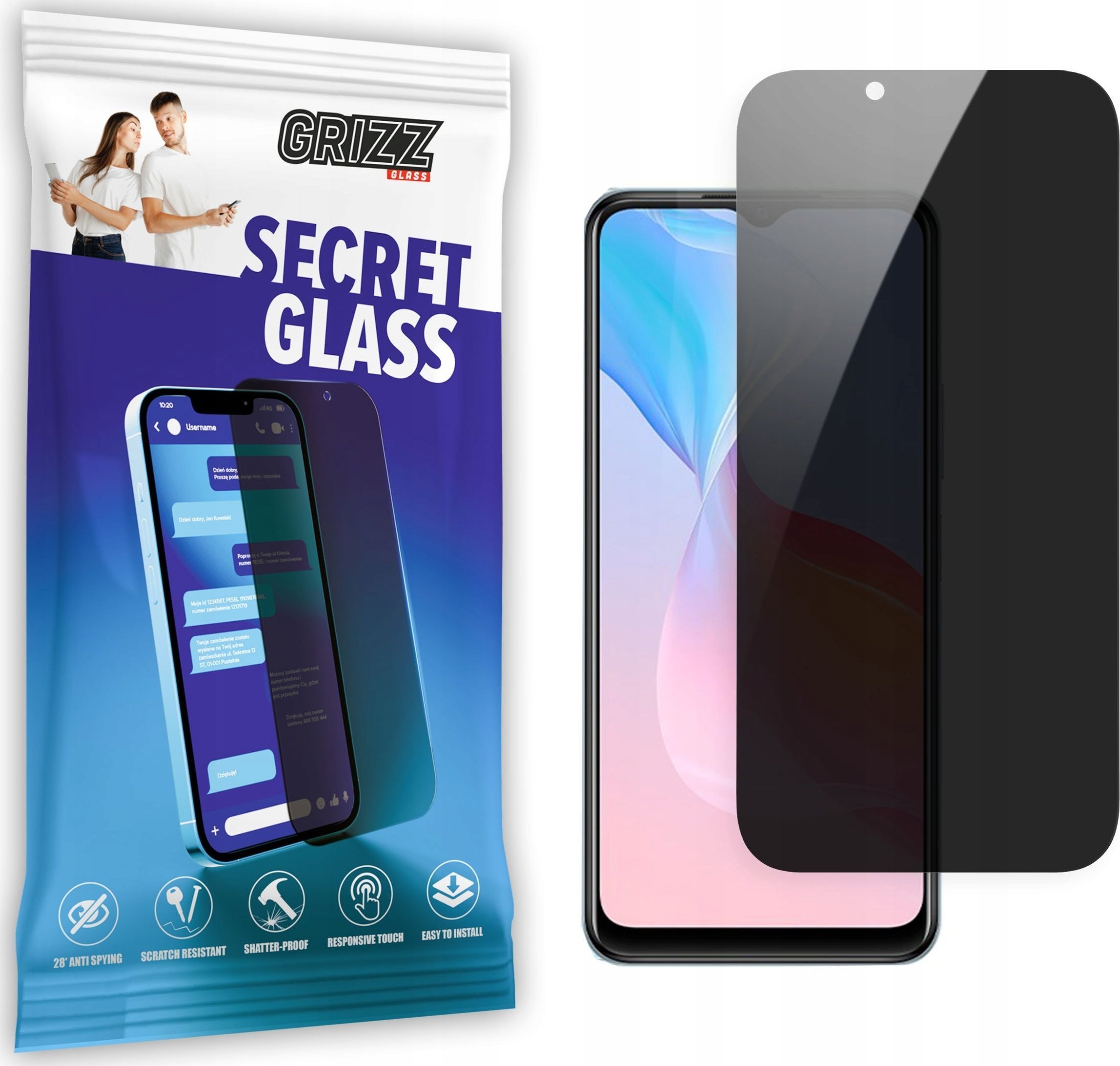 GrizzGlass Szkło prywatyzujące GrizzGlass SecretGlass Vivo Y21A
