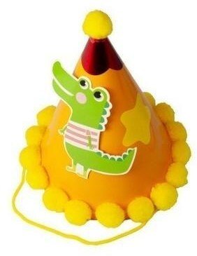 Czapeczka urodzinowa z pomponami Dinozaur