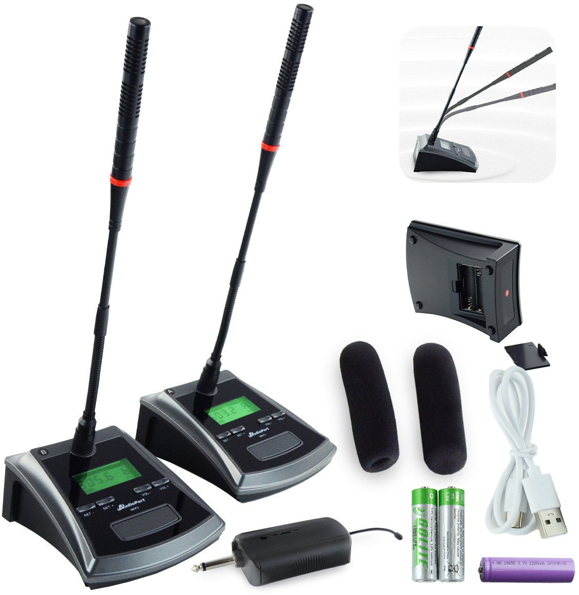 Bezprzewodowy zestaw mikrofonów konferencyjnych Audioport MKF2 one size