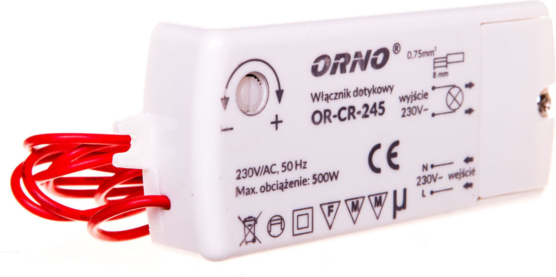 Orno Włącznik dotykowy 500W 230V IP20 biały (OR-CR-245)