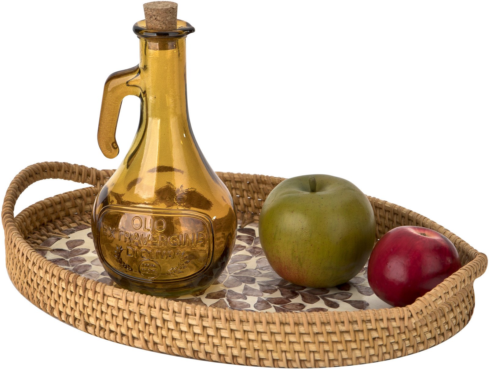 Taca dekoracyjna rattanowa 37,5x26x4cm Natural brązowa owalna