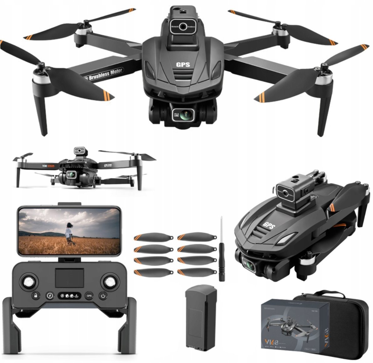 DRON Z KAMERĄ WIFI 5G GPS ZABAWKA ZDALNIE STEROWANY APLIKACJA ZASIĘG 3000M