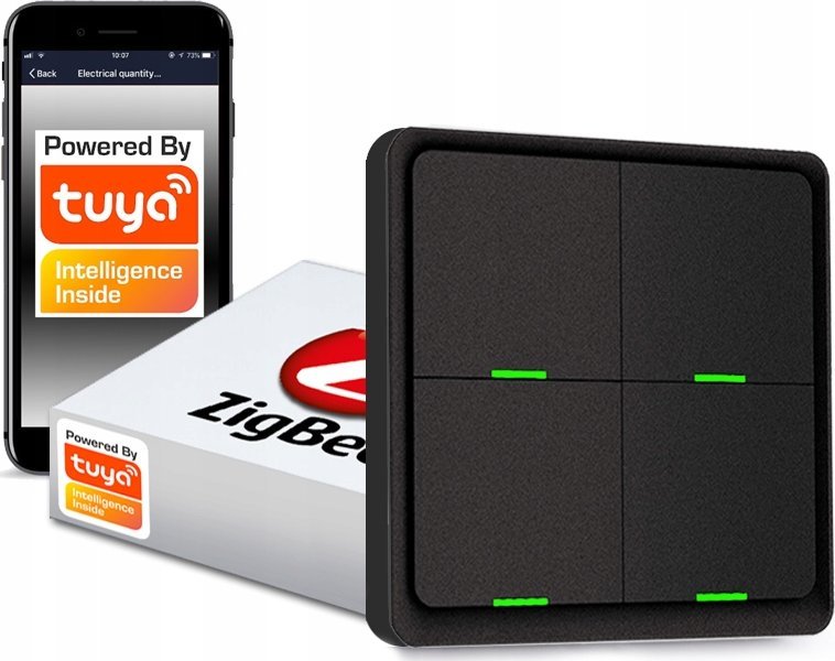 Pilot Przełącznik 12 scen 4 P ZigBee Tuya czarny