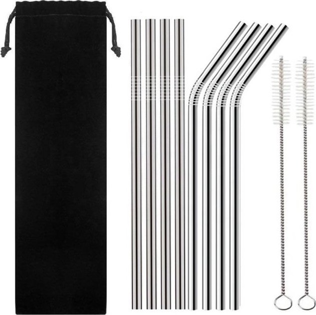 SŁOMKI RURKI METALOWE STALOWE WIELORAZOWE EKO 8szt