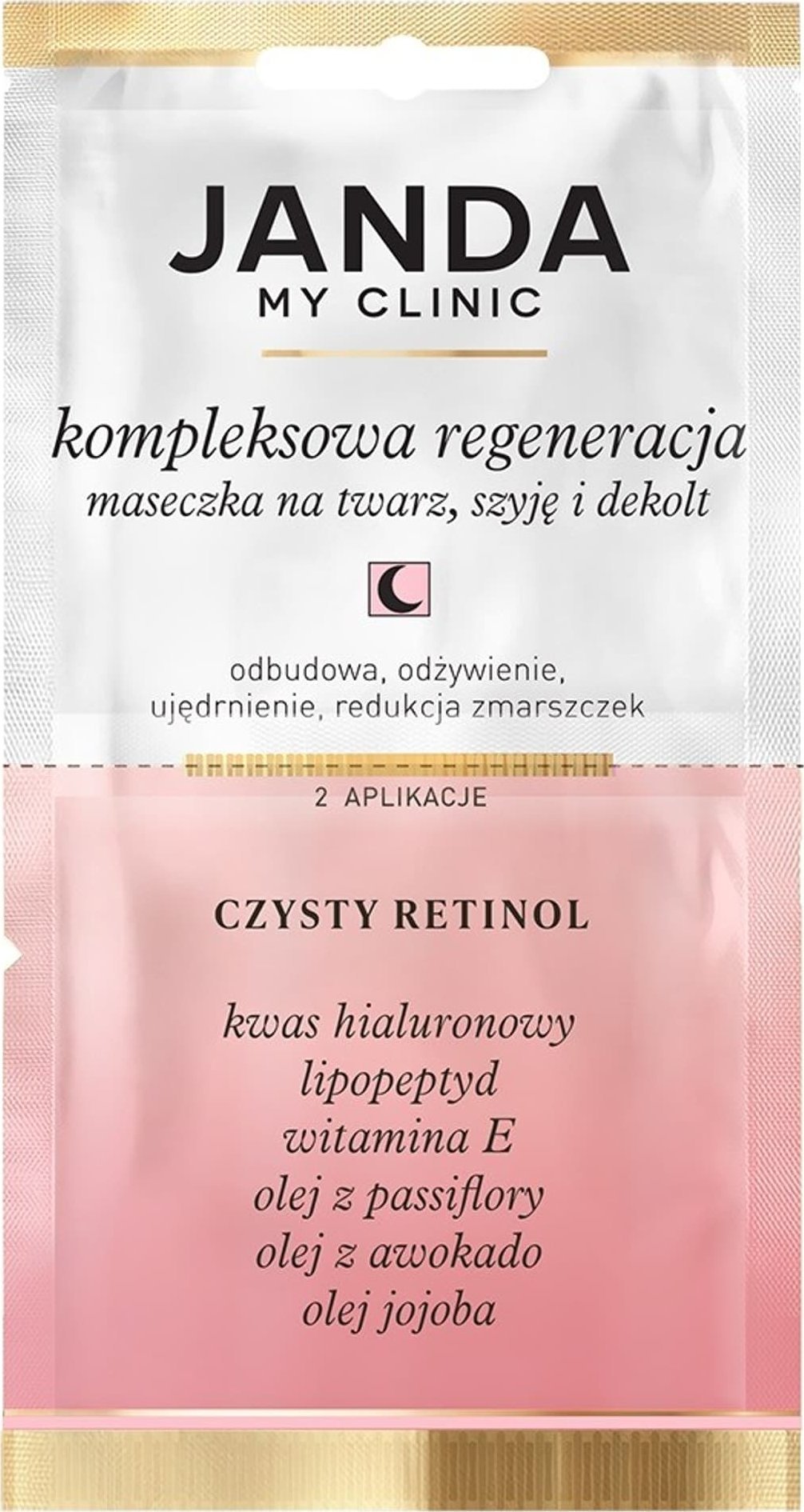 Janda JANDA MY CLINIC Maska na twarz,szyję i dekolt - Kompleksowa Regeneracja 8ml (2 aplikacje)