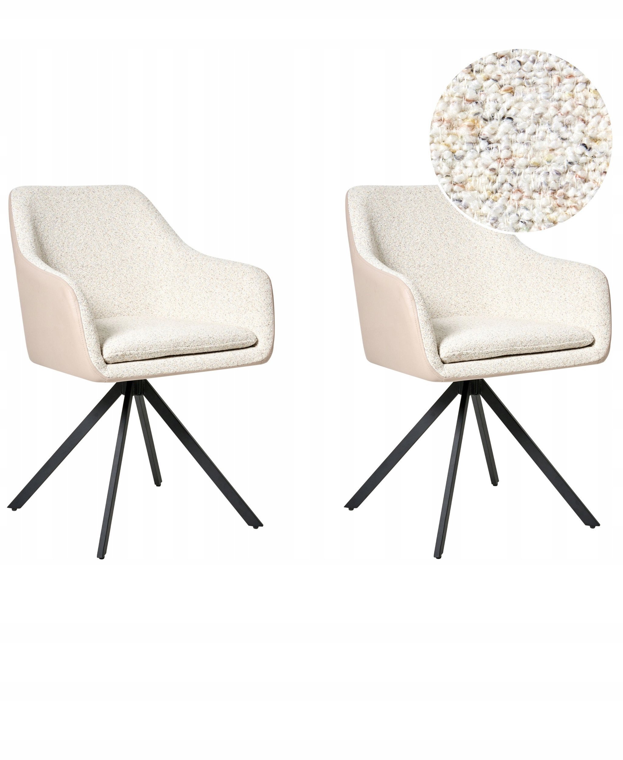 Zestaw 2 krzeseł do jadalni LITHIA Boucle Jasnobeżowy