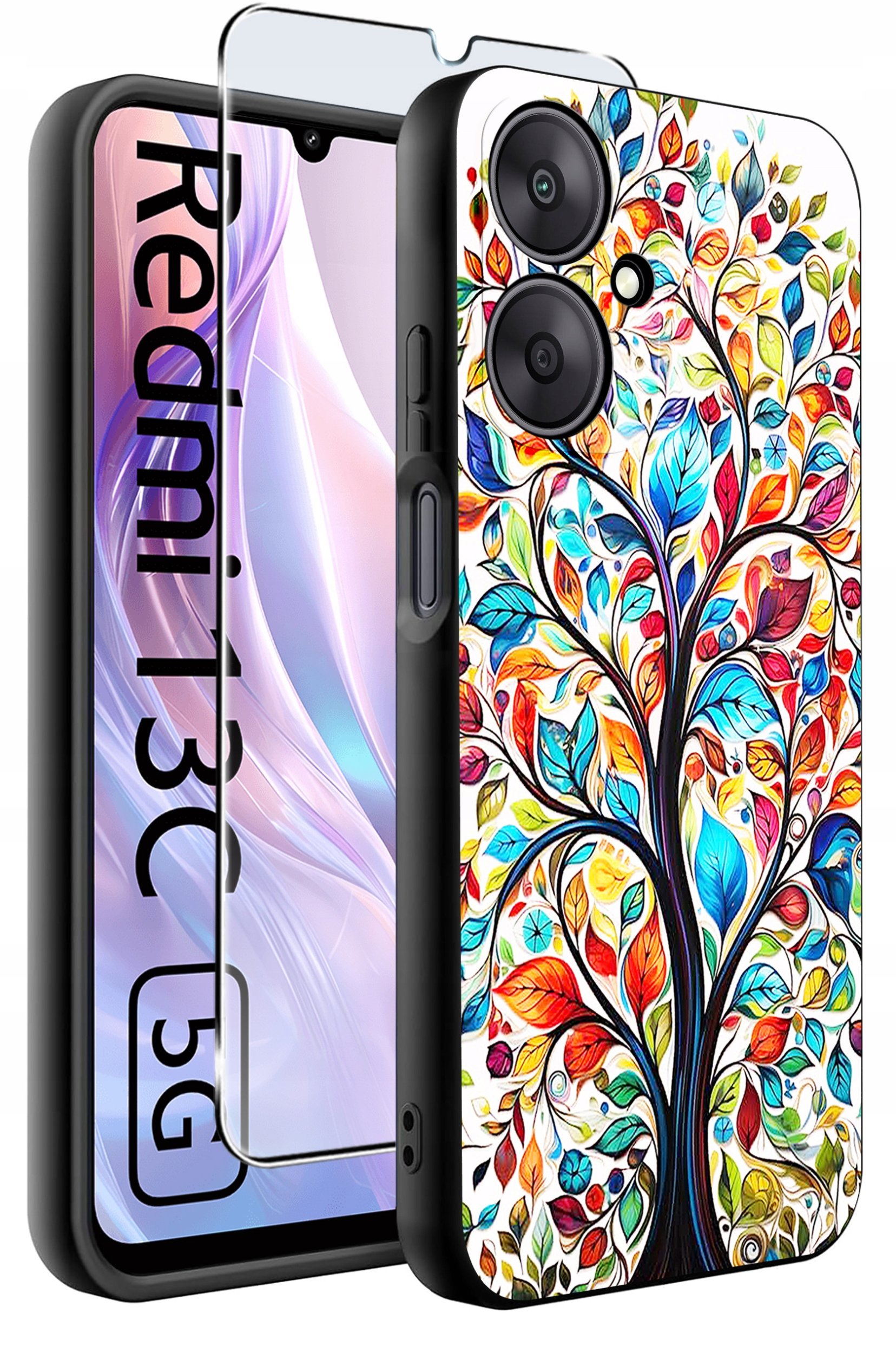 ETUI do Xiaomi Redmi 13C 5G WZORY |SILIKONOWE MATT CASE +SZKŁO HARTOWANE 9H