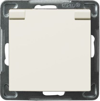 Ospel Gniazdo AS bryzgoszczelne z uziemieniem IP-44 wieczko ecru (GPH-1GZ/m/27/w)