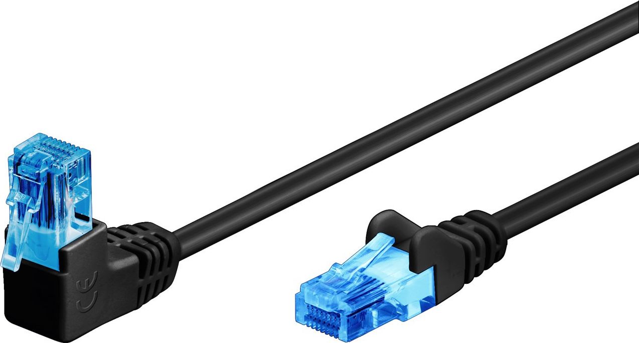 Goobay GOOBAY Patchcord U/UTP Kat. 6A Prosty / Kątowy 90 czarny 3m