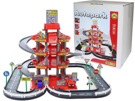 Polesie Parking 4-poziomowy z drogą i samochodami, czerwony