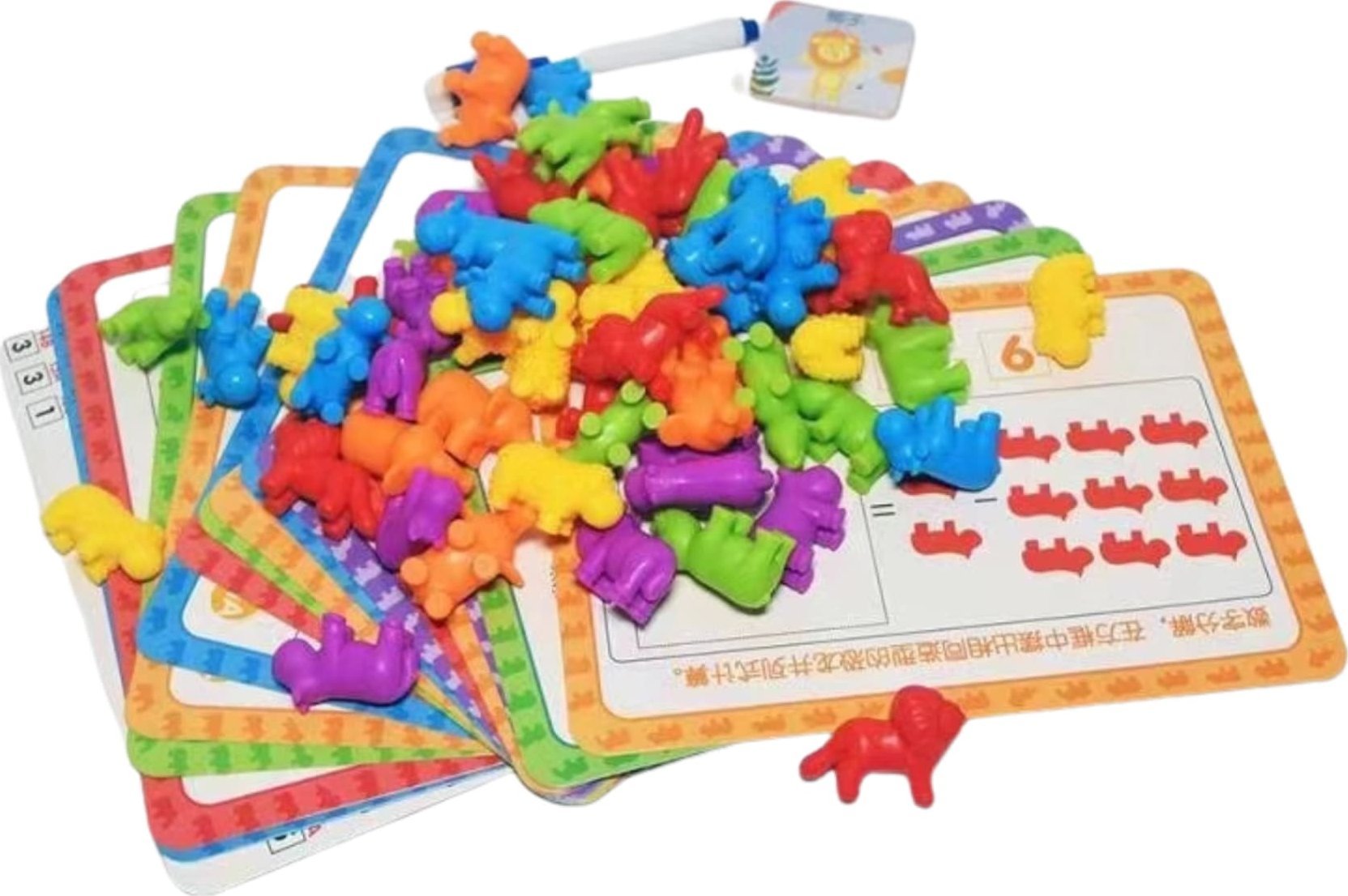 ProNice Duży Zestaw Edukacyjny Nauka Liczenia Kolorów Gra Montessori Karty Zadań