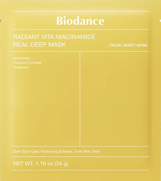 Biodance Radiant Vita Niacinamide Real Deep Mask Hydrożelowa maska w płachcie, 1 szt