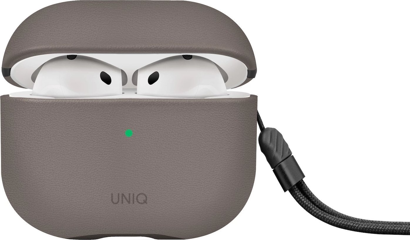 UNIQ Lyden DS - etui ze sztucznej skóry do AirPods 4 szare - Gwarancja bezpieczeństwa. Proste raty. Bezpłatna wysyłka od 170 zł.