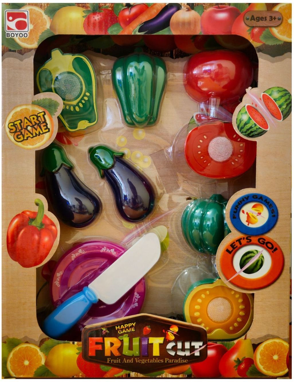 Warzywa mały zestaw do krojenia z talerzykiem i nożem