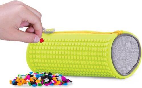 Piórnik PIXIE Okrągły Piórnik na Suwak, Kosmetyczka, Saszetka, PIXIE CREW, Szary, Neonowy Żółty Panel