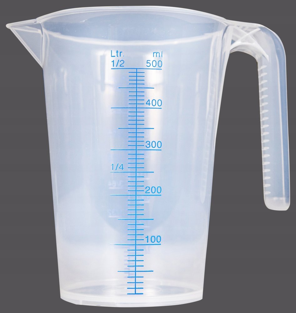 MIARKA DO OLEJU I CHEMII ZE SKALĄ 0,5 L PLASTIKOWA