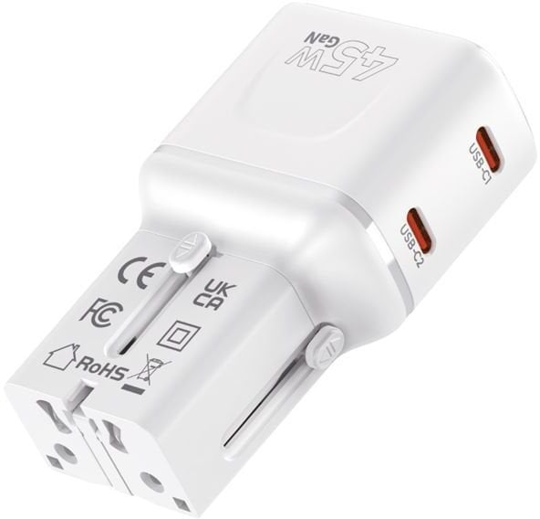 Mobile Origin 45W Travel Adapter, EU/US/UK/AU PW26, white