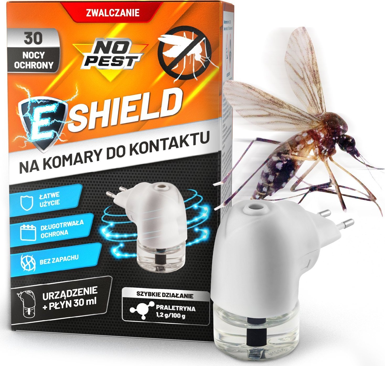 NO PEST Elektro Środek na Komary do Kontaktu E-Shield Urządzenie + Płyn Wkład 30ml