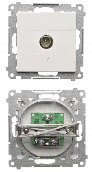Gniazdo antenowe TV Kontakt-Simon 55 TAK1.01/111 pojedyncze moduł. Do instalacji indywidualnych biały mat