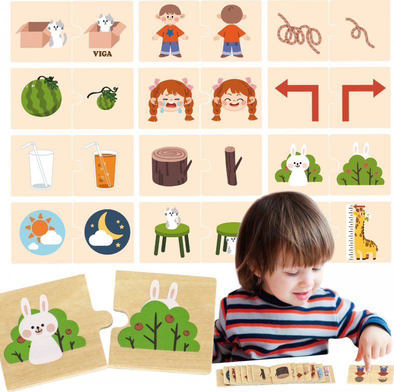 Viga Toys Drewniana Układanka Puzzle Przeciwieństwa