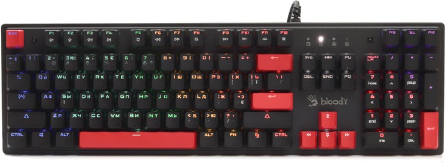 Klawiatura A4Tech A4tech Bloody Klávesnice S510R, herní klávesnice, mechanická, drátová, Red Switch, CZ/SK, Černá