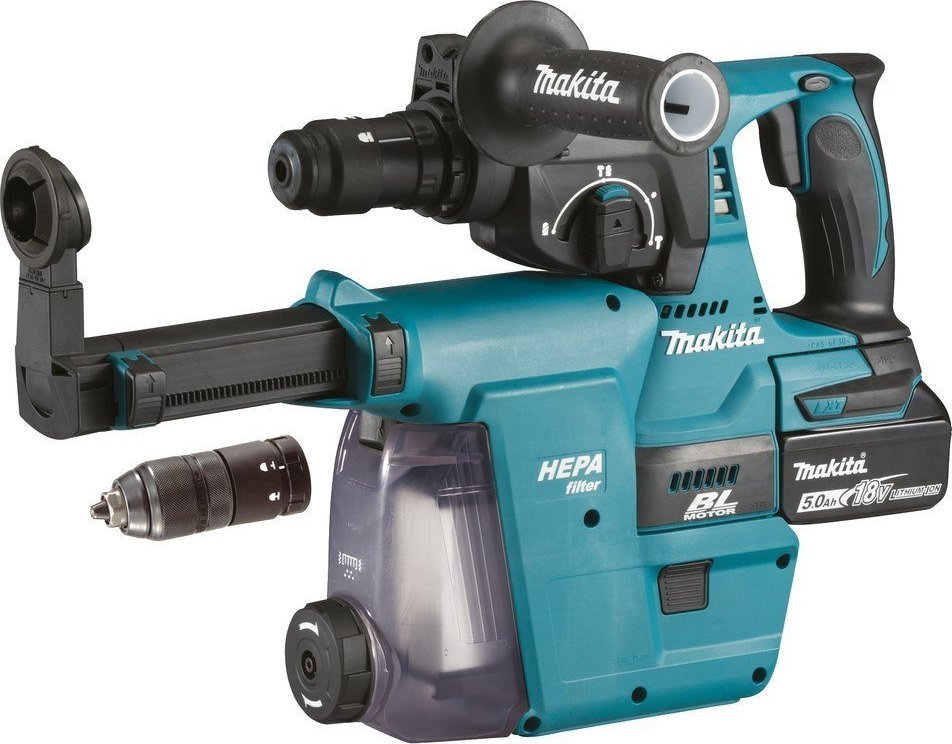Młotowiertarka Makita Makita cordless combi hammer DHR243RTJW, 18Volt, rotary hammer (blue / black, MAKPAC size 4, 2x Li-Ion batteries 5.0 Ah, dust ex