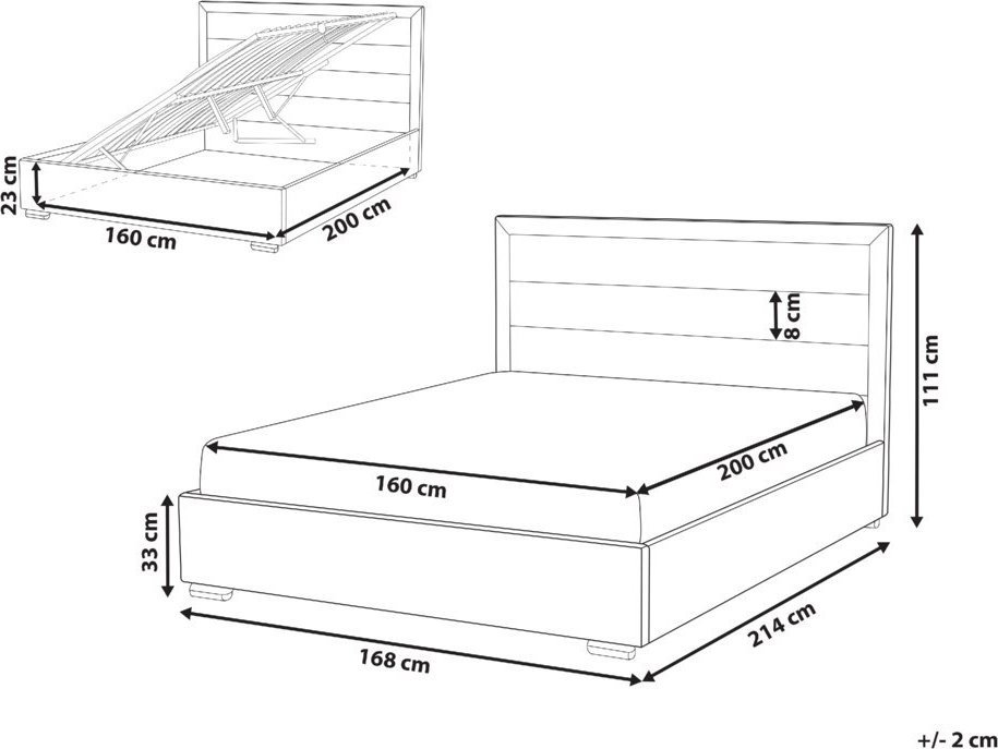 Beliani Łóżko z pojemnikiem welurowe 160 x 200 cm beżowoszare ROUEN