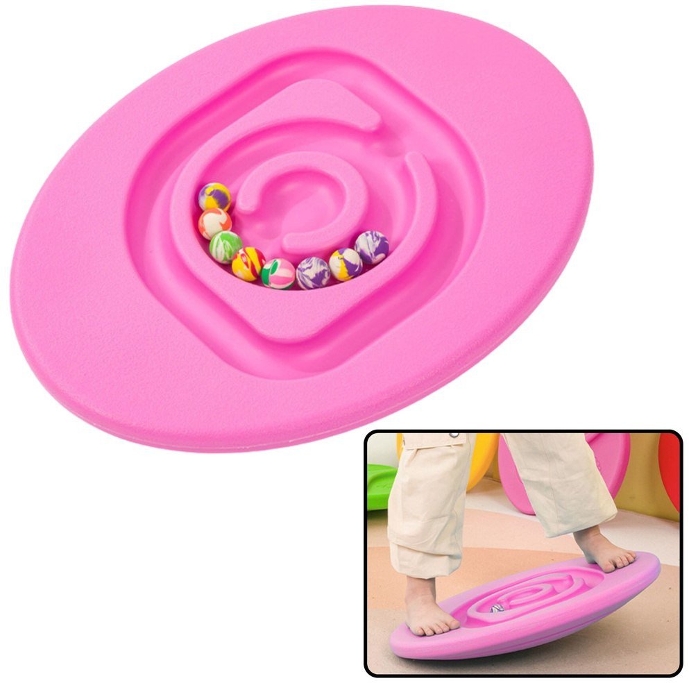 LeanToys Deska Równoważąca Sensoryczna Dla Dzieci Piłeczki Kauczukowe 5szt Różowa