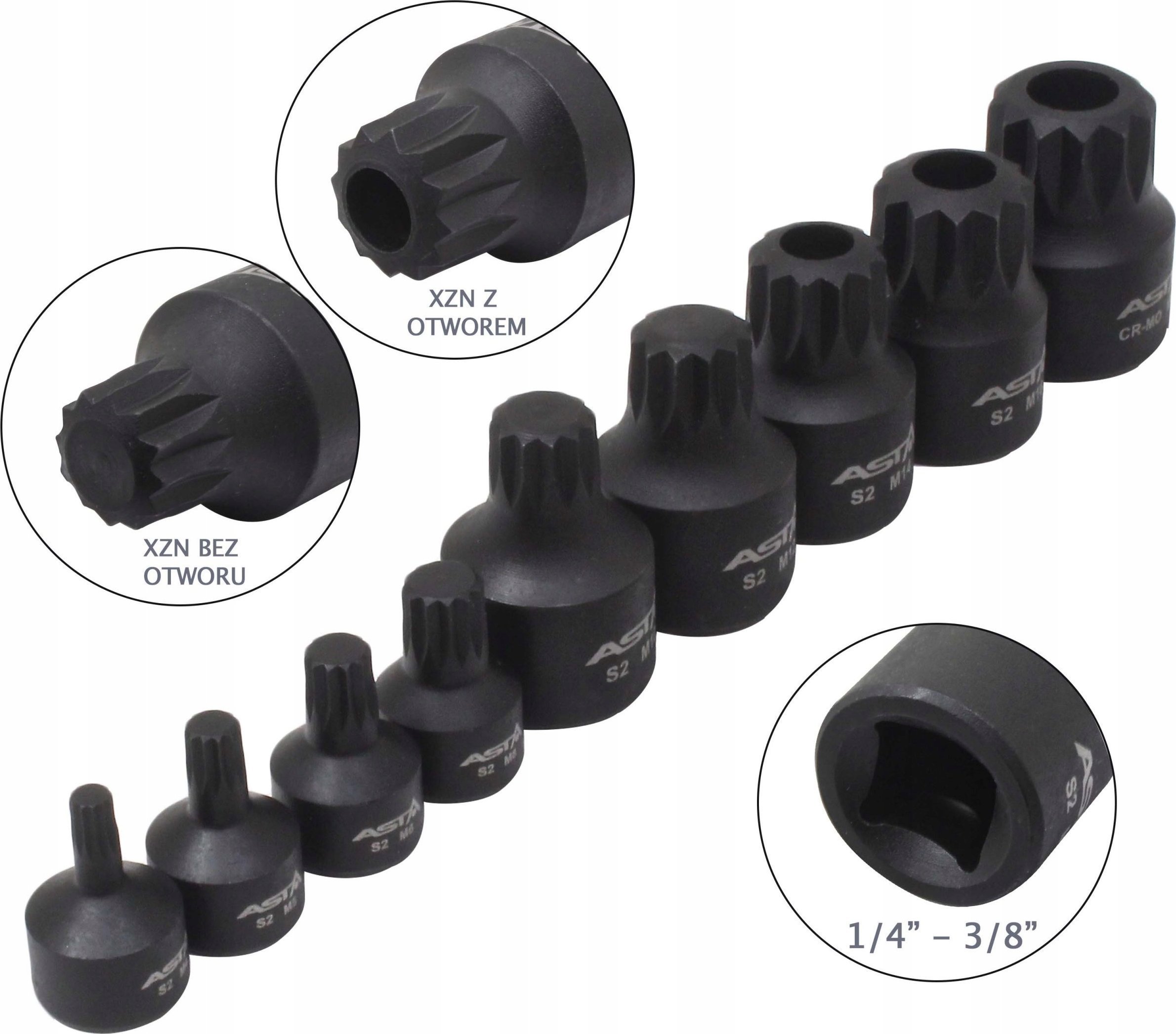 ASTA IMPACT SOCKETS XZN 1/4"-3/8" 9pcs.