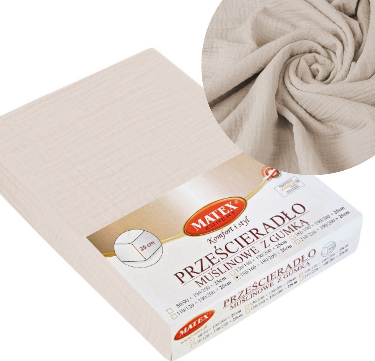 Matex Prześcieradło 90 x 200 z Gumką Matex MUSLIN 15