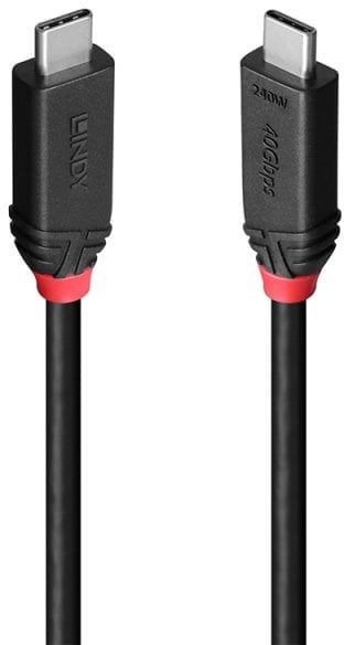 Kabel USB Lindy USB-C - USB-C 1 m Czarny (Cablu Lindy 1m Type C Male Black Line)