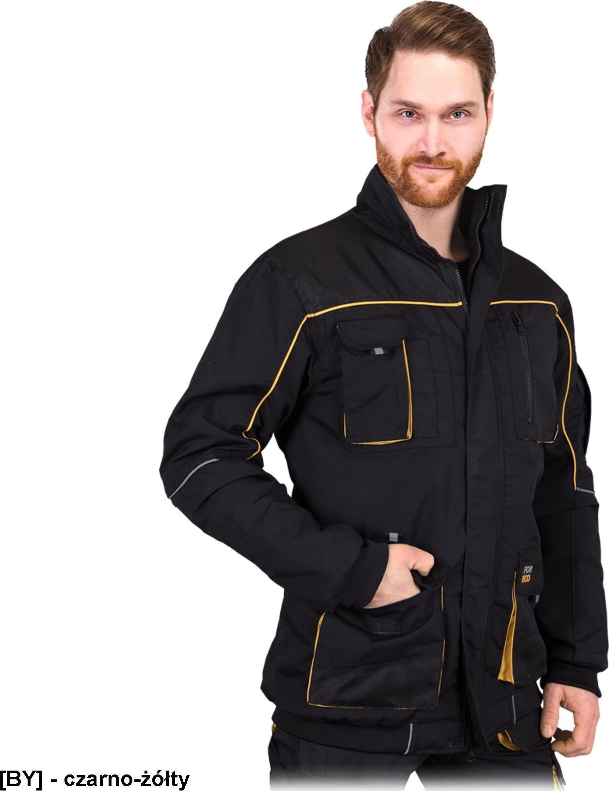 R.E.I.S. FOR-WIN-J - kurtka ochronna ocieplana, kołnierz stójka, podszewka 100% poliester - czarno-żółty XL