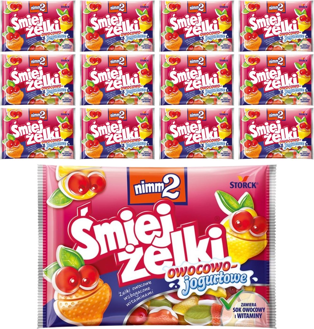nimm2 Śmiejżelki owocowo-jogurtowe Żelki owocowe wzbogacone witaminami 100 g x 12 sztuk