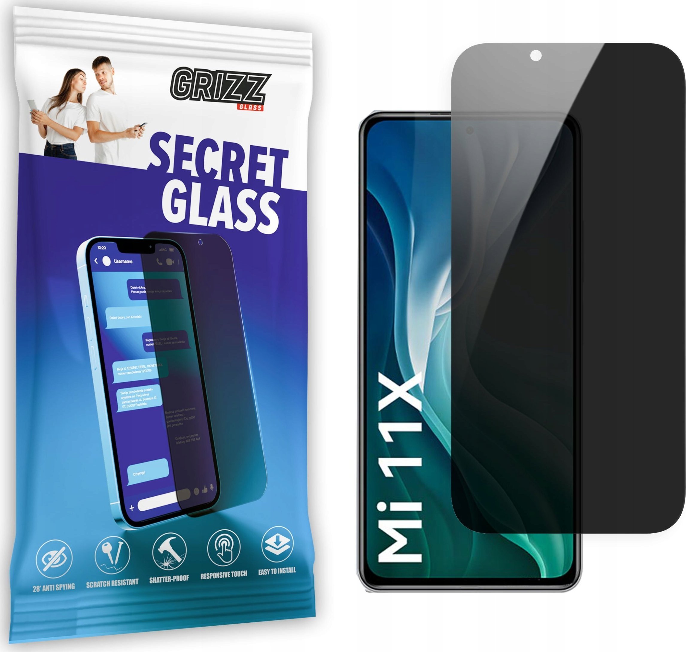 GrizzGlass Szkło prywatyzujące GrizzGlass SecretGlass Xiaomi Mi 11X 5G