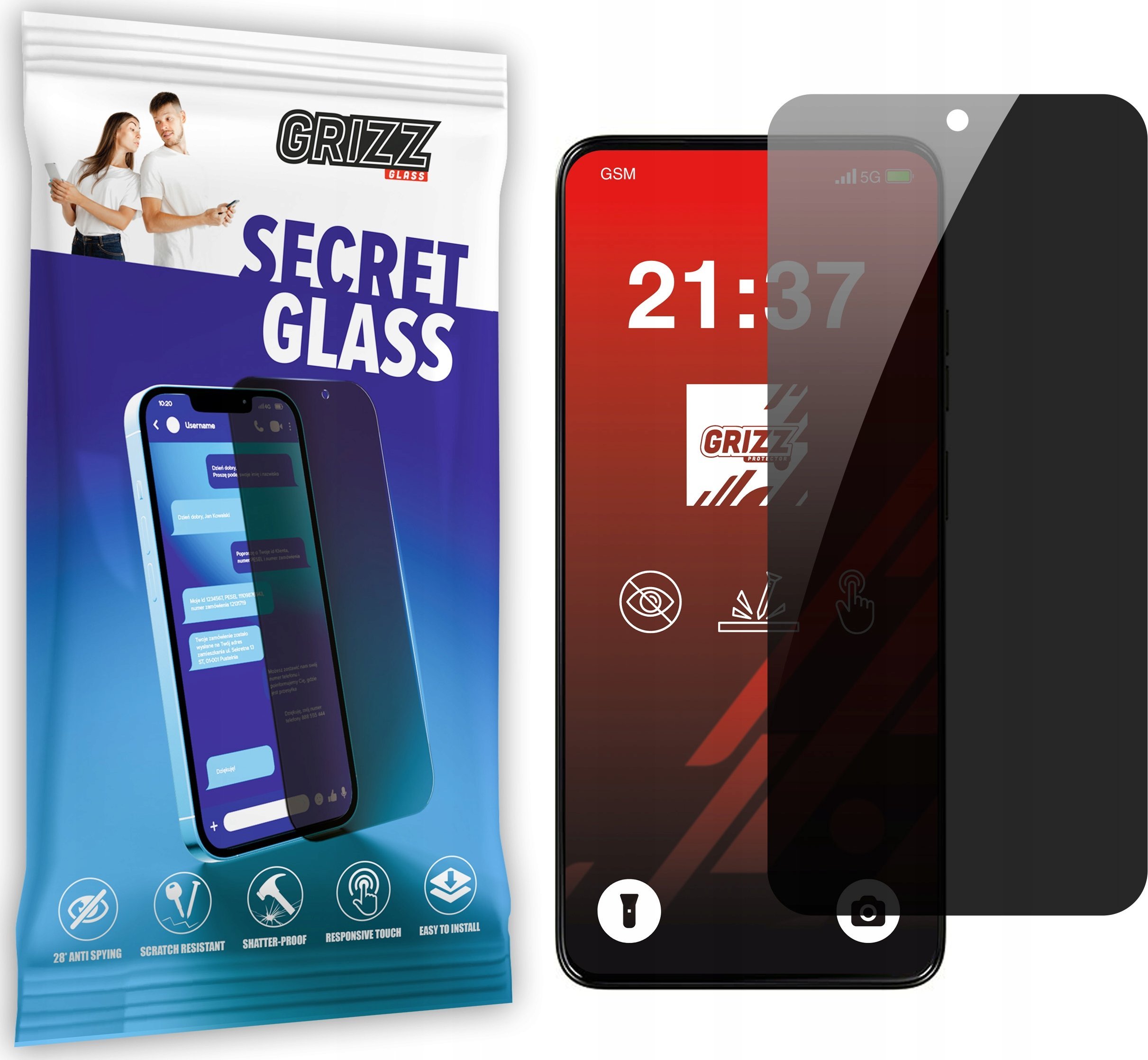 Szkło prywatyzujące GrizzGlass SecretGlass do Motorola Moto G15 Power