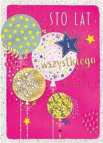 Karnet B6 Urodziny - Balony na różu