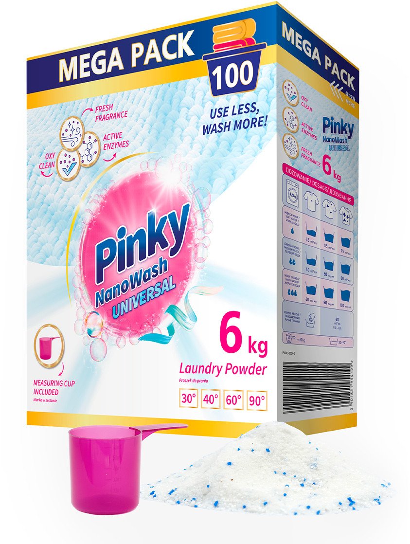 Proszek do prania uniwersalny 100 prań 6kg NanoWash Universal PINKY
