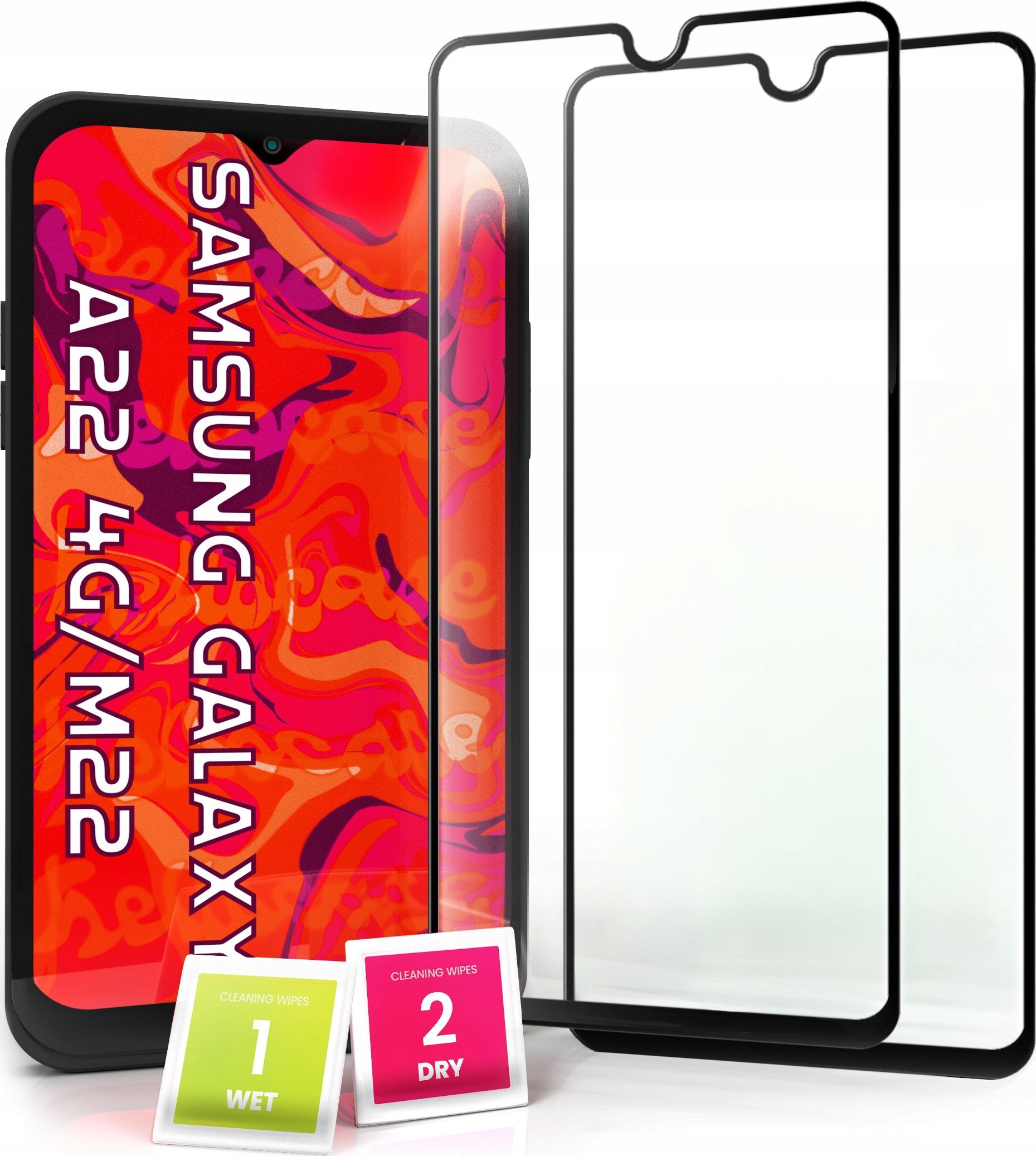 Hello Case 2-pak Szkło Hartowane do Samsung Galaxy A22 Ochronne Pełne Na cały ekran
